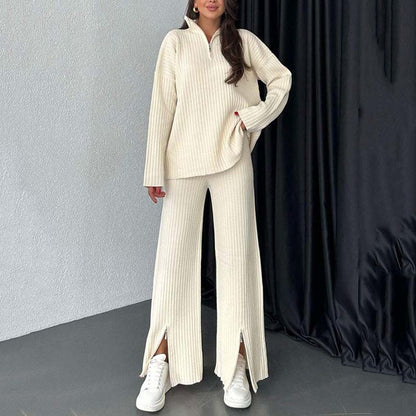 Comfort Ribbed Knit Two Piece Set til kvinder (med Skinny Leg Pants)