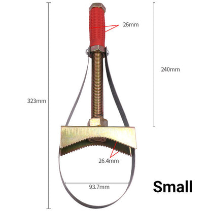 Oliefilternøgle til biler med justerbart stålbånd
